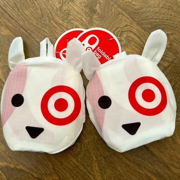 Target Bullseye Dog White Red Reusable Shopping Bags Bundle of Two New With Tags - Picture 1 of 5